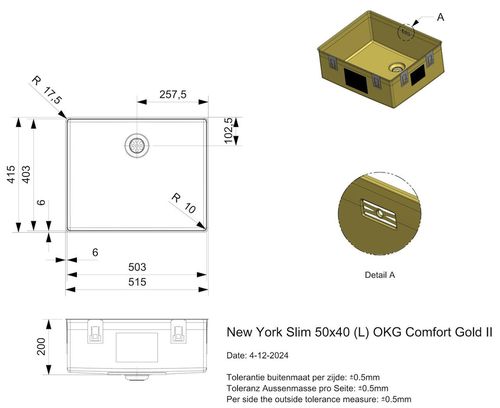 cumpără Chiuvetă bucătărie Reginox R39557 New York Slim 50x40 Gold II în Chișinău 