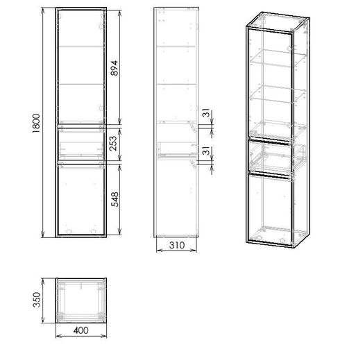 Trusa 180*40*35cm Imprese BILOVEC, suspendat, alba 