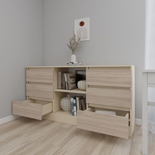 cumpără Comodă Smartex (16149) Т3 140cm Ivory+Stejar Deschis în Chișinău 