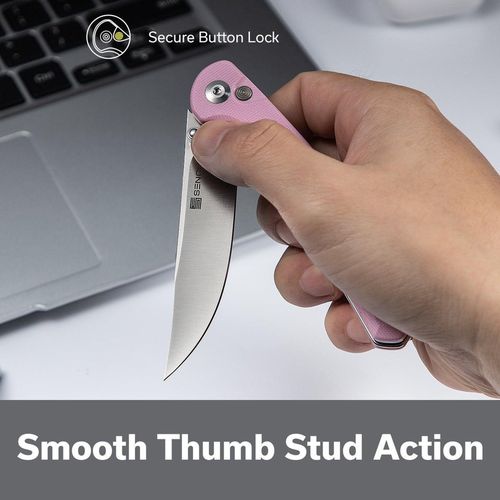 купить Нож походный Sencut S25007-3 Skelfin, G10 roz pudrat, Button Lock в Кишинёве 