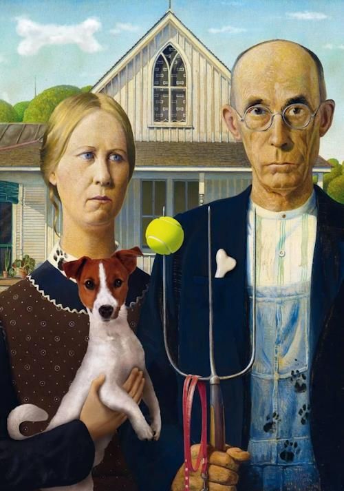 купить Головоломка Trefl 37526 Puzzles 500 American Gothic: Dog Edition в Кишинёве 