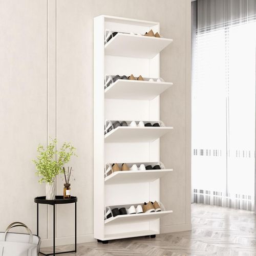 купить Полка для обуви Mobildor-Lux Leo Slim 50x16x203H cm White в Кишинёве 