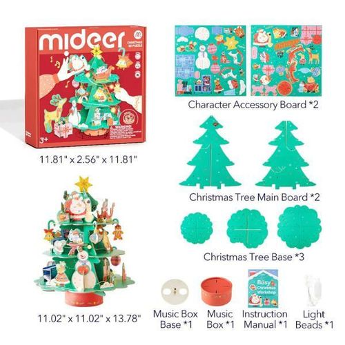 купить Конструктор Mideer MD2299 Puzzle 3D muzical rotativ Atelierul lui Moș Crăciun в Кишинёве 