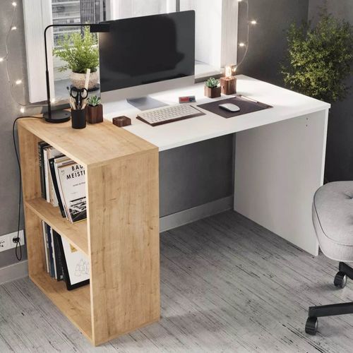 cumpără Masă de birou Nex Home Smyrna, 120x60 cm, Stejar/Alb (20-35-14) în Chișinău 