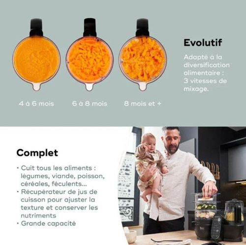 купить Пароварка-блендер Babymoov A001140 Robot multifunctional 5in1 Nutribaby (+) XL Mineral Black в Кишинёве 