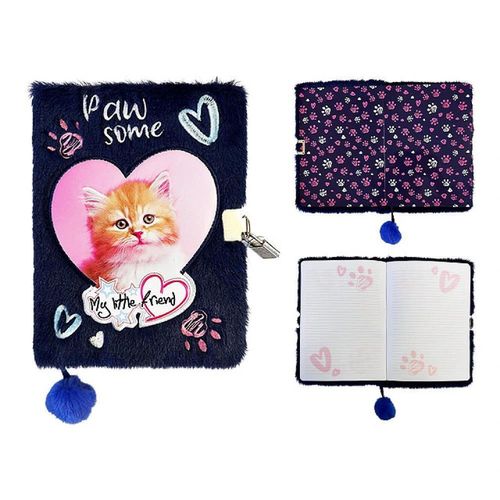 купить Блокнот St.RIGHT 57902 Agenda cu lacat, A5, 96foi, My Little Friend Blue Cat, coperta plus в Кишинёве 