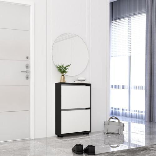 cumpără Raft pentru încălțăminte Mobildor-Lux Leo Slim 50x16x86H cm Anthracite/White în Chișinău 