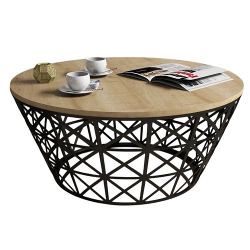 cumpără Măsuţă cafea Trendy Stil Metal Ferforje, Stejar 90x38x90cm în Chișinău 