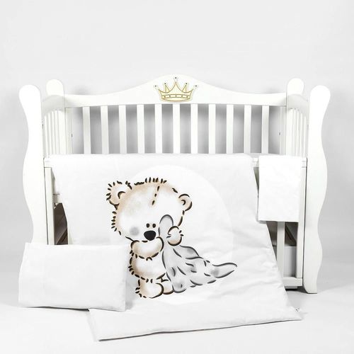 купить Детское постельное белье PernaMea Set lenjerie 3 piese Teddy Love Grey (PM.100468/8) в Кишинёве 
