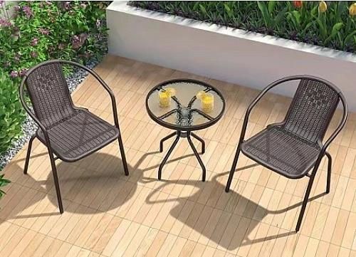 купить Садовая мебель Promstore 18960 Set mobilier 3 piese: masa D60, H72cm si 2 scaune 60X58XH72cm, sticla, plastic в Кишинёве 