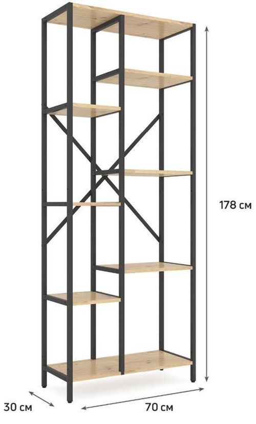 купить Cтеллаж складской Nex Home Raft metalic Loft Cascade 1780x700x300mm, 7 nivele, PAL, Anthracite/Oak Artisan в Кишинёве 