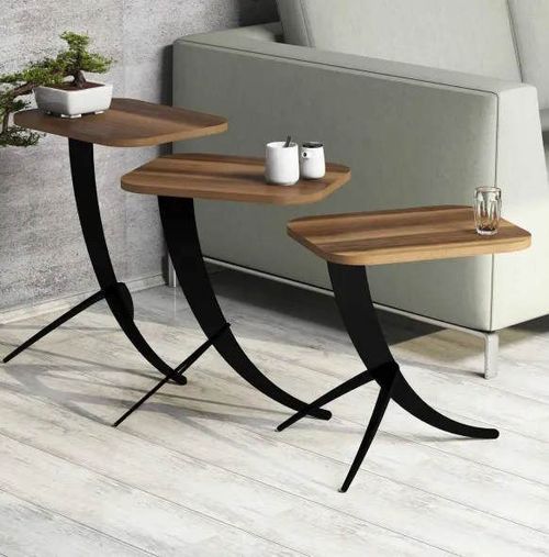 купить Журнальный столик Trendy Pion, Орех, вложенный столик (3 шт.) в Кишинёве 