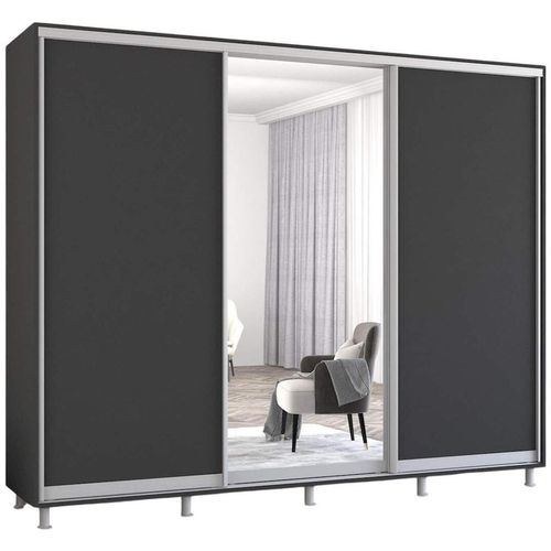 купить Шкаф Mobildor-Lux Aron uși glisante din oglindă și PAL (270x60x200H cm) Anthracite в Кишинёве 