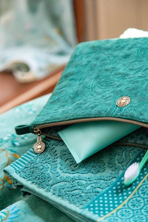 купить Несессер/косметичка Pip Studio 51.274.176 Charly Cosmetic Flat Pouch Large Velvet Quiltey Days Green Green в Кишинёве 