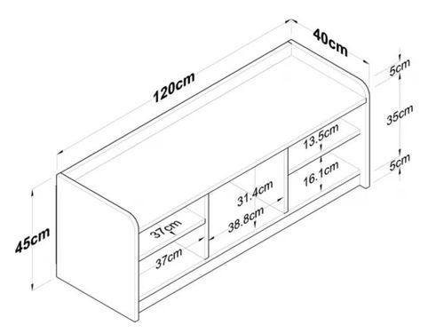 cumpără Raft pentru încălțăminte Trendy P2, 1808, Nuc 120x40x40cm în Chișinău 