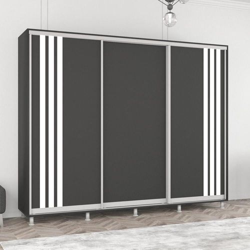 купить Шкаф Mobildor-Lux Aron uși glisante din PAL cu lamele (260x60x210H cm) Anthracite в Кишинёве 