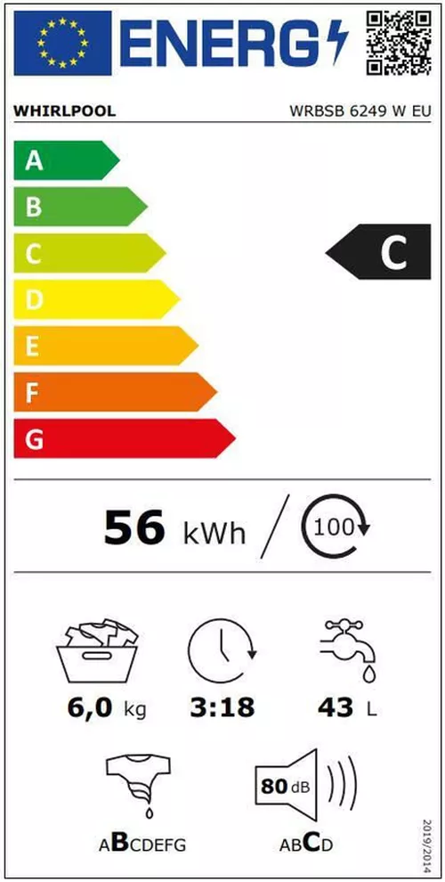 купить Стиральная машина с фронтальной загрузкой Whirlpool WRBSB6249W в Кишинёве 