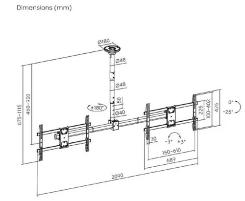 купить Крепление потолочное для TV Maclean MC-111B в Кишинёве 