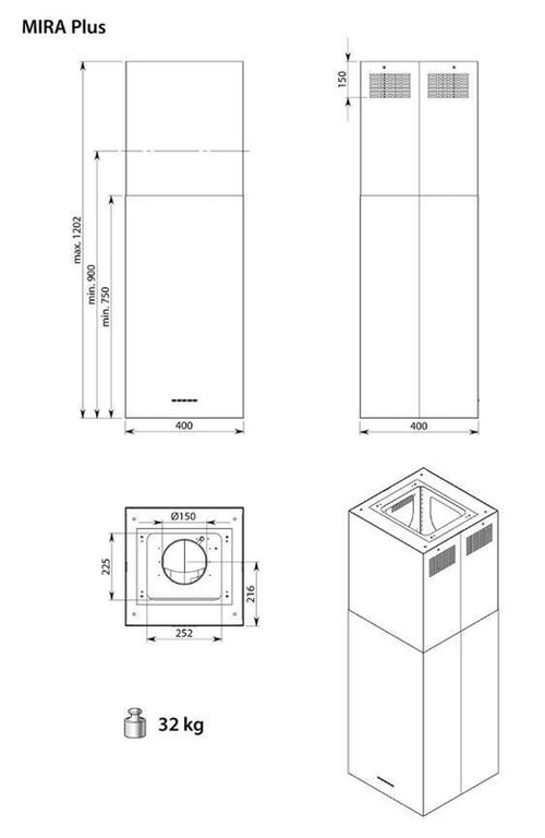 купить Вытяжка Falmec MIRA PLUS ISLAND 40 Europe White (w/o filter pack) в Кишинёве 