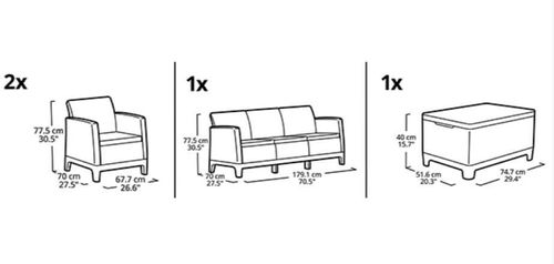купить Садовая мебель Keter 57729 Scandi Forma 4 unitati: masa, 2 fotoli, canapea, gri/soft bej в Кишинёве 