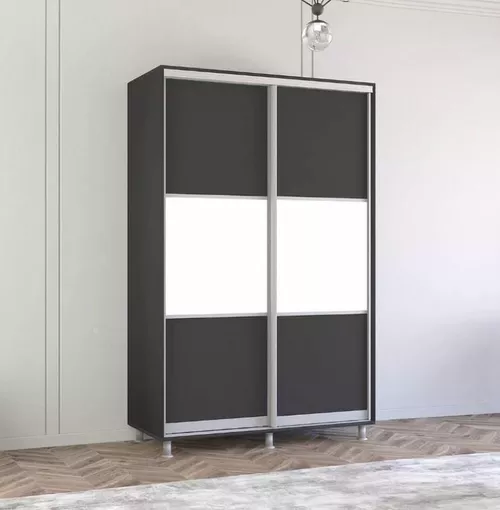 cumpără Dulap Mobildor-Lux Aron-P 1.0m-1.8m uși glisante din PAL orizontal (150x60x220H cm) Anthracite în Chișinău 