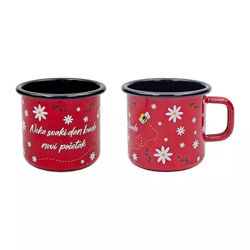 купить Чашка Promstore 55002 Cana emailata Metalac 370ml, rosie в Кишинёве 