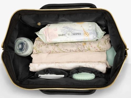 купить Сумка для мам Kikka Boo 31108020111 Geanta pentru carucior Siena 2025 Black Silver в Кишинёве 