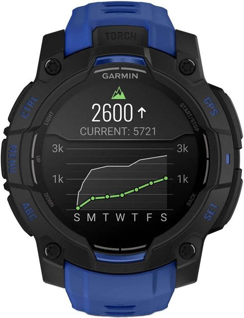 купить Смарт часы Garmin Instinct 3 – 45 mm, AMOLED, Black with Bolt Blue Band в Кишинёве 