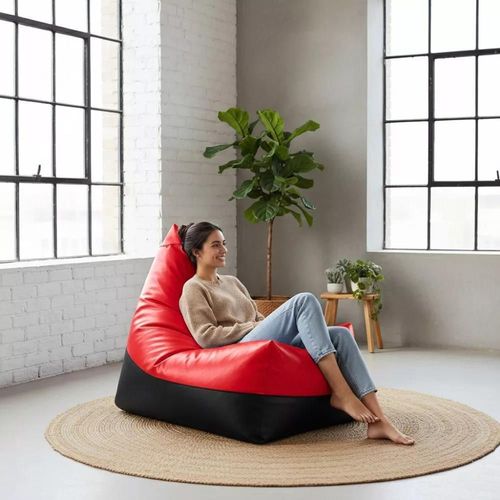 купить Кресло-мешок BeanBag BM5804, Пирамида, XL, глянцевая экокожа MAX, красный с черным в Кишинёве 