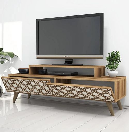 cumpără Comodă TV Trendy Oras, Nuc, Smantana 140x48x41cm în Chișinău 