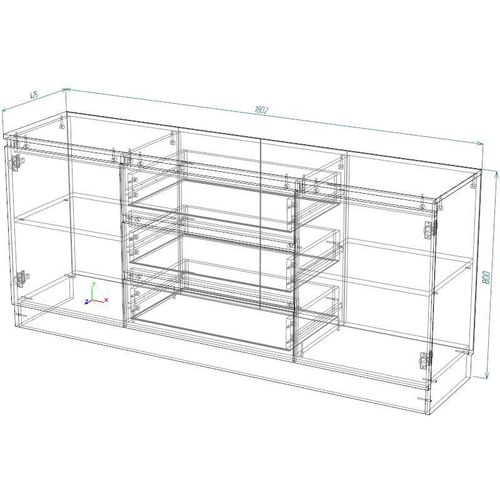 cumpără Comodă Smartex (16237) Т4 180cm Ivory+Stejar Inchis în Chișinău 