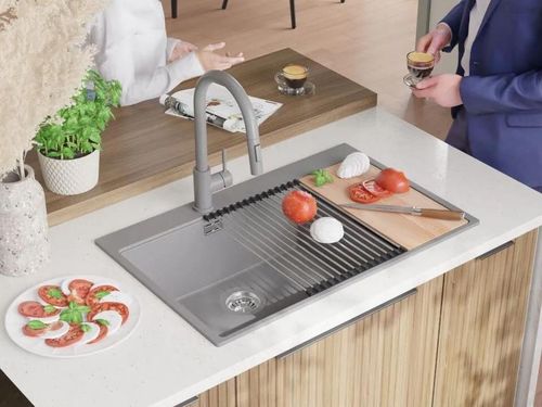 купить Мойка кухонная Primagran Oslo 80 Duo Top Grey + accesorii 530x780 MOVKS в Кишинёве 