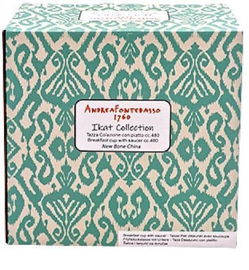 купить Чашка Andrea Fontebasso 57023 Cana pentru dejun 480ml cu farfurie Ikat, bleu в Кишинёве 