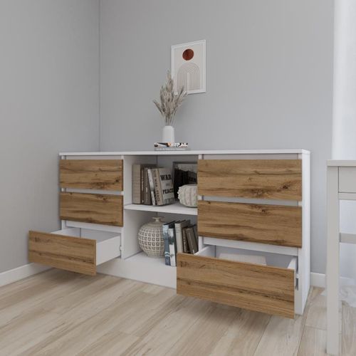 cumpără Comodă Smartex (16134) Т3 120cm Alb+Stejar inchis în Chișinău 