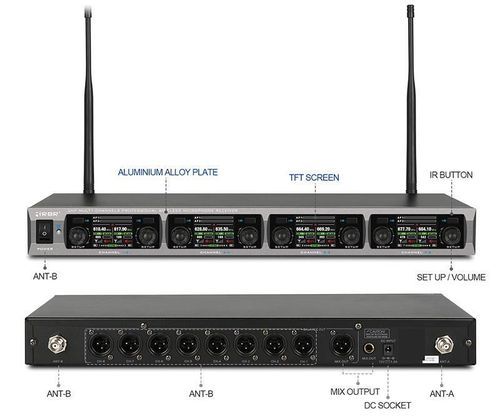cumpără Microfon RBR BM-7078 HB Wireless UHF 4 Microfoane + 4 Headset în Chișinău 