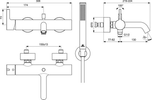 cumpără Baterie pentru cadă Ideal Standard Atelier JOY Brushed Gold BC787A2 în Chișinău 