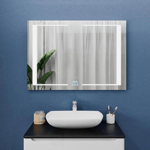 купить Зеркало для ванной Bayro Sirius 1200x800 LED 3C touch c подогревом, часами и термометром в Кишинёве 
