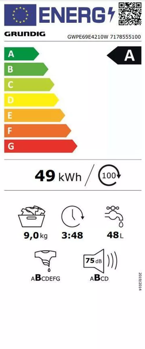 купить Стиральная машина с фронтальной загрузкой Grundig GWPE69E4210W в Кишинёве 