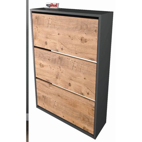 купить Полка для обуви Nex Home Полка для обуви, 3 отделения, 74x24x111 см, Антрацит/Дуб (18-03-82) в Кишинёве 