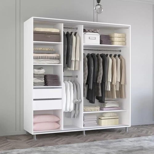 cumpără Dulap Mobildor-Lux Aron cu uși glisante din oglinzi (200x60x210H cm) Alb Brilliant în Chișinău 