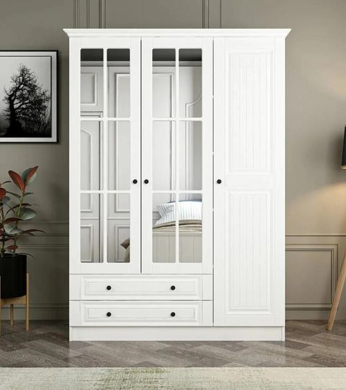 cumpără Dulap Trendy Kale 3 Mebran Kapak 210-Alb, 135x210x52cm în Chișinău 