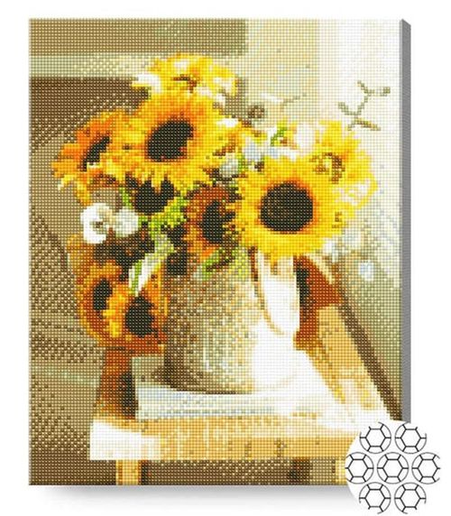 cumpără Tablou pe numere Art Gallery GA87168 Mozaic cu diamante 40x50cm Floarea-soarelui aprinsi în Chișinău 