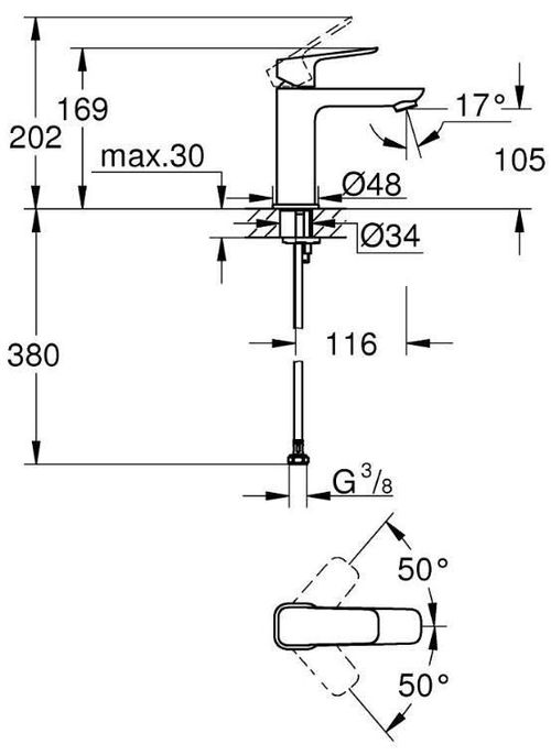 cumpără Baterie lavoar Grohe Cubeo Lavoar M Black 1017552430 în Chișinău 