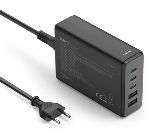 купить Зарядное устройство сетевое Hama 201978 5-Port USB Charging GaN 3xUSB-C 2xUSB-A PD 140W в Кишинёве 