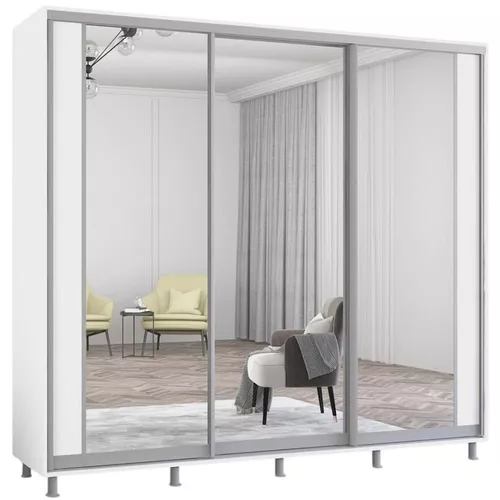 cumpără Dulap Mobildor-Lux Aron uși glisante din PAL cu oglindă vertical (240x60x200H cm) Alb Brilliant în Chișinău 