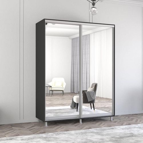 купить Шкаф Mobildor-Lux Арон с раздвижными зеркальными дверцами (160x60x220H см) Антрацит в Кишинёве 