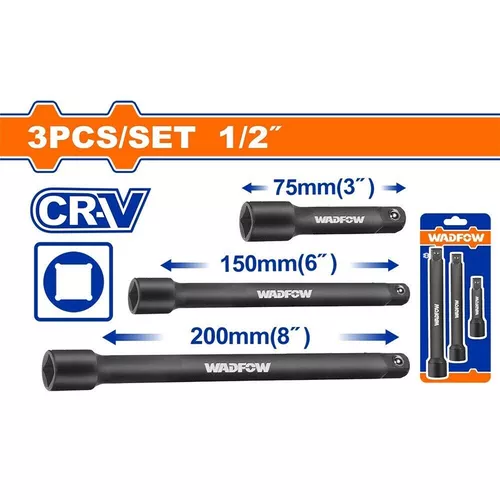 купить Набор головок, бит, насадок Wadfow WMS7403 Set prelungitoare antrenor clichet 3buc. 1/2" impact в Кишинёве 
