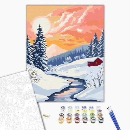 cumpără Tablou pe numere BrushMe BS54524FC 40x50сm (fără cutie) Armonie de iarnă în Chișinău 