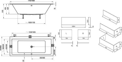 cumpără Cadă de baie Ravak Acryl Formy 01 Slim 170x75 C691300000 în Chișinău 