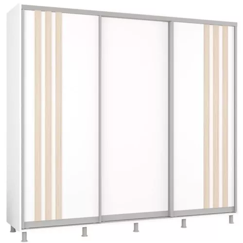 купить Шкаф Mobildor-Lux Aron uși glisante din PAL cu lamele (240x60x200H cm) Alb Brilliant в Кишинёве 